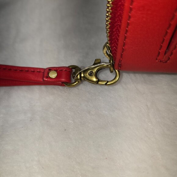 FOSSIL Issue No. 1951 Clutch Wallet Wristlet Leather New with tags Red - Picture 5 of 7